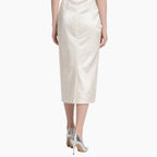 Women's Elegant Off-Shoulder Satin Top & Vintage White Skirt Set