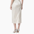 Women's Elegant Off-Shoulder Satin Top & Vintage White Skirt Set