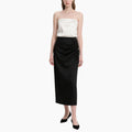 Elegant Women's Satin Tube Top & Ruched Midi Skirt Set