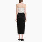 Elegant Women's Satin Tube Top & Ruched Midi Skirt Set