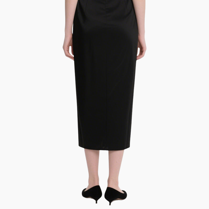 Elegant Women's Satin Tube Top & Ruched Midi Skirt Set