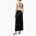 Women's Elegant Layered Ruffle Off-shoulder Top & Pleated Maxi Skirt Set
