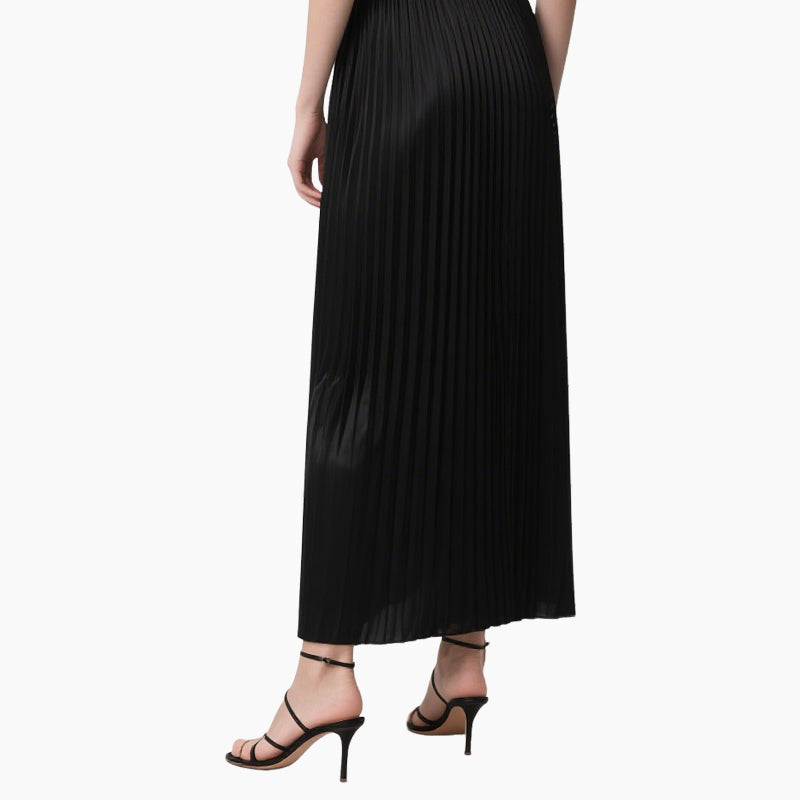 Women's Elegant Layered Ruffle Off-shoulder Top & Pleated Maxi Skirt Set