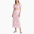 Women's Elegant Blossom Cropped Top & A-line Skirt Set Two Piece Outfit