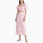 Women's Elegant Blossom Cropped Top & A-line Skirt Set Two Piece Outfit
