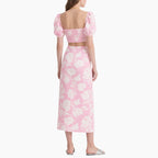 Women's Elegant Blossom Cropped Top & A-line Skirt Set Two Piece Outfit