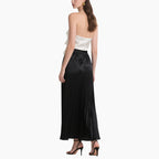 Elegant Layered Ruffle Blouse & Pleated Maxi Skirt Set Chic Two-Piece Women's Outfit