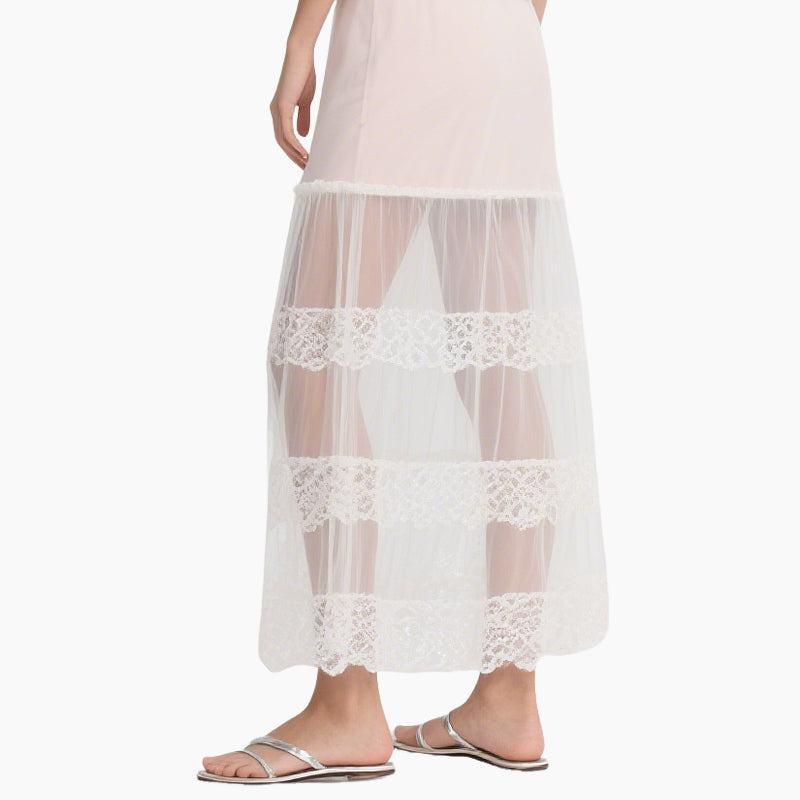 Embroidered Lace Cami Dress & Skirt Set Elegant Boho Layered Outfit