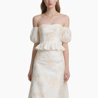 Women’s Floral Off Shoulder Top & Midi Skirt Set Elegant Two-Piece Outfit