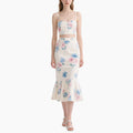 Women’s Floral Crop Top & High-Waisted Fish Tail Skirt Set