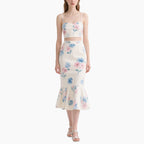 Women’s Floral Crop Top & High-Waisted Fish Tail Skirt Set
