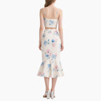 Women’s Floral Crop Top & High-Waisted Fish Tail Skirt Set