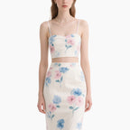 Women’s Floral Crop Top & High-Waisted Fish Tail Skirt Set