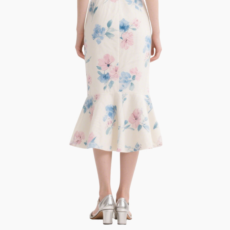 Women’s Floral Crop Top & High-Waisted Fish Tail Skirt Set