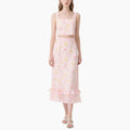 Women's Floral Crop Top & High-Waisted Ruffle Skirt Set Two-Piece Outfit