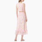 Women's Floral Crop Top & High-Waisted Ruffle Skirt Set Two-Piece Outfit