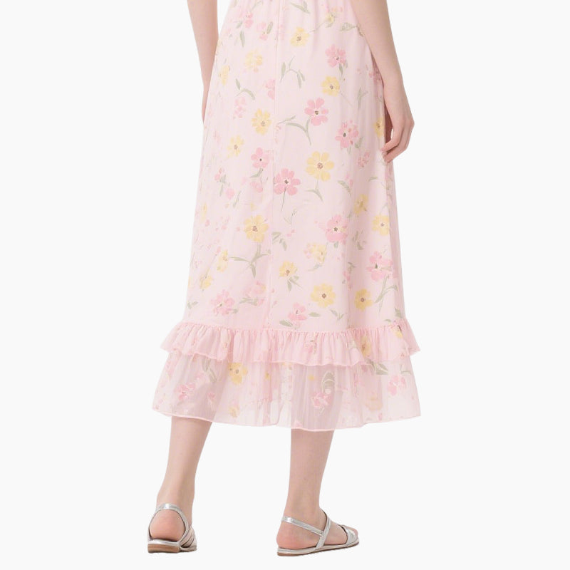 Women's Floral Crop Top & High-Waisted Ruffle Skirt Set Two-Piece Outfit