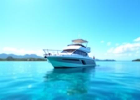 The Kaiyo Aventure Tours comfortable dive boat cruising on the beautiful blue Okinawan sea